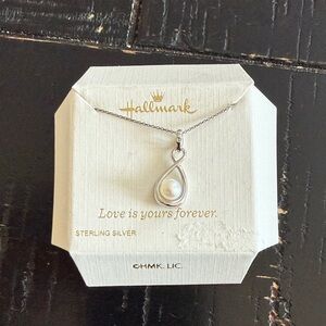 Hallmark Silver Teardrop Pearl Pendant Necklace